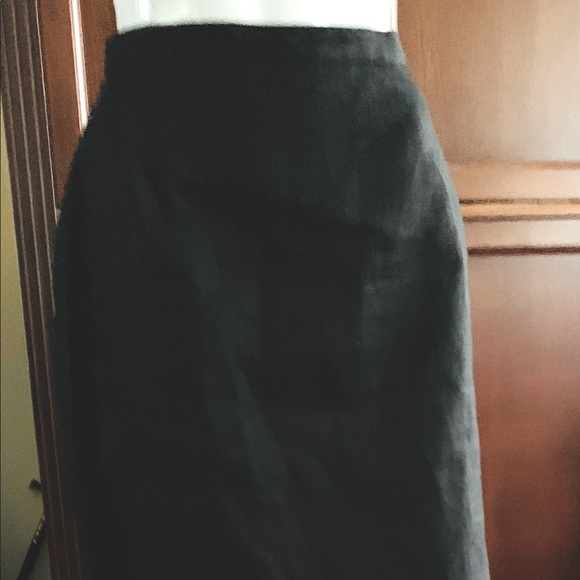 Black 100% linen mini pencil skirt over the knee Eur 44 US 10-12 - Picture 2 of 12